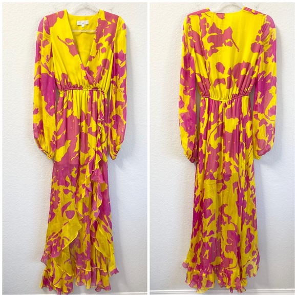 Caroline Constas Liv Maxi Dress Floral Long Sleeve Size Small - Picture 2 of 7